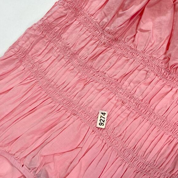 Stark X Top Womens Medium Pink Wide Straps Shirred Bodice Kamil Peplum Hem new - Picture 10 of 10